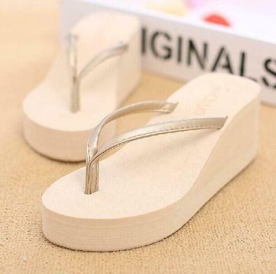 Damens Flip Flops Sandalen Hausschuhe Schuhe Keilabsatz Plateau Slip On Comfy