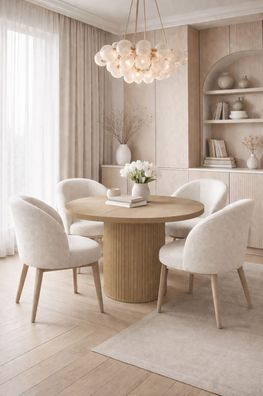 Runder ausziehtisch Lamellio 100-188 cm aiche cremona design esstisch lamellenfuß