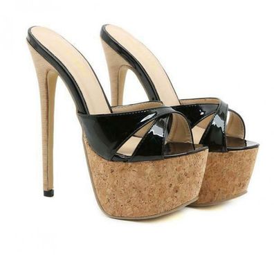 Damen Sexy Pump Stilettoabsatz Plateau Pantoletten Sandalen Hausschuhe Nachtclub