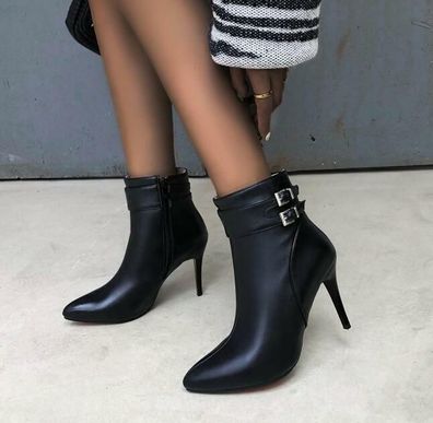 Damen Stiefeletten Stiefel Pumps Reibverschluss Stilettoabsatz Spitze Schuhe