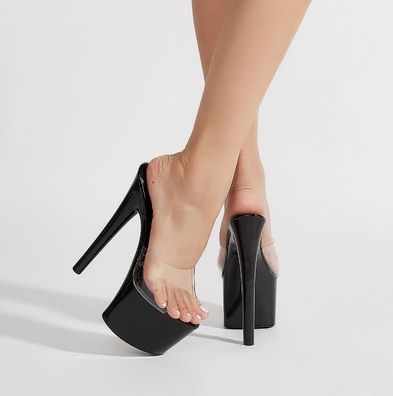 Damen Sandalen Hausschuhe Schuhe Pantoletten Plateau Stilettoabsatz Pvc Pumps