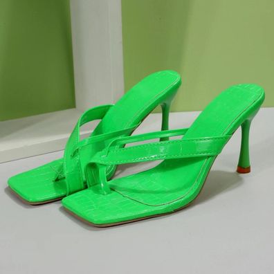 Damen Sommer Sandalen Hausschuhe Schuhe Flip Flops Stilettoabsatz Pantoletten