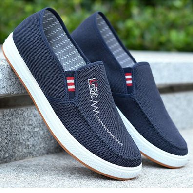 Herren Slip On Sneaker Atmungsaktiv Stoffschuhe Leichtgewicht Walking Schuhe