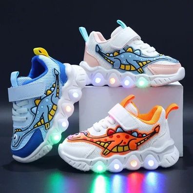 Disney Kinder Jungen Schuhe Cartoon Dinosaurier LED Licht Turnschuhe Sneaker Neu