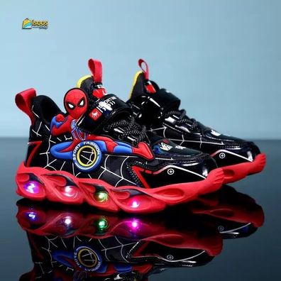 Kinder Spiderman Schuhe Disney LED Turnschuhe Jungen Blinkend Leuchtend Sneaker
