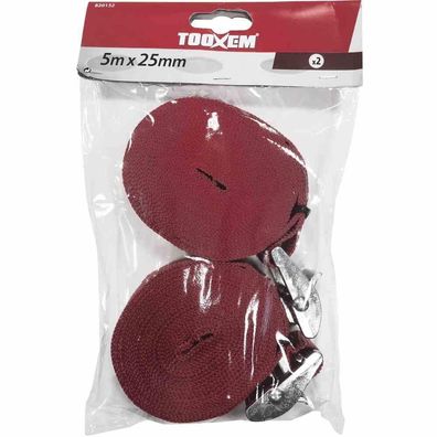 TOOXEM Zurrgurt-Set 25 mm x 5m rot