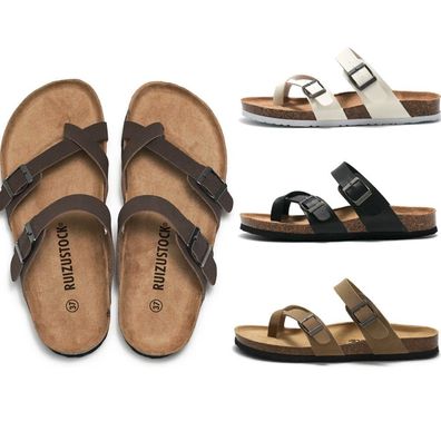 Sommer Sandalen Pantoletten Hausschuhe Herren Damen Bequeme Korkoptik