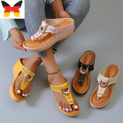 Orthopadische Sandalen Pantoletten Sommer Flip Flops Hausschuhe Flach Damen