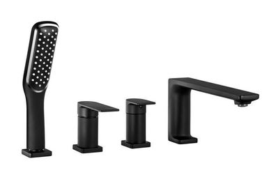 Badewannenarmatur Wasserhahn TRINO Wannenarmatur Wannenbatterie in Schwarz