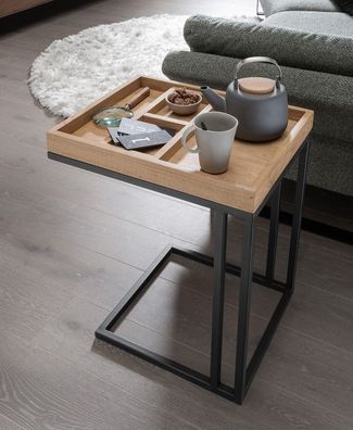 Beistelltisch 50x60cm "Lissabon" Wildeiche & Metall schwarz