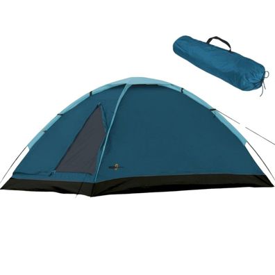 JUNG Kuppelzelt 2 Person 200x120cm Zelt Blau Campingzelt Outdoorzelt Notzelt Camp