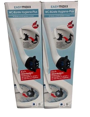 2x EASYmaxx WC-Bürste Hygiene Plus 2 in 1 WC Spühlstein Klo Bürste weiß/schwar