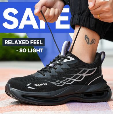 Herren Damen Sicherheitsschuhe Atmungsaktiv Sneaker Arbeitsschuhe Mit Stahlkappe