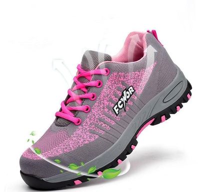 Neu Damen Rosa Sicherheitsschuhe Arbeitsschuhe Atmungsaktiv Stahlkappe