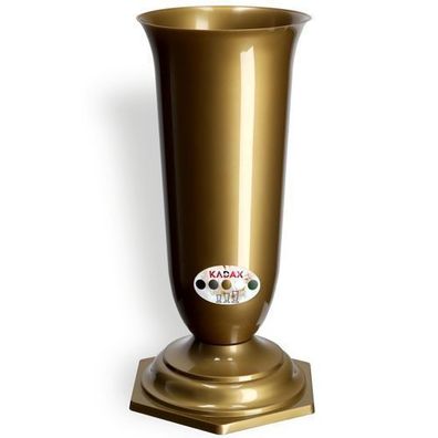 KADAX Grabvase aus Kunststoff, Blumenvase mit einlage, 16 cm, Gold