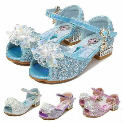 Neu Prinzessin Kinder Madchen Pailletten High Heels Glas Kristallschuhe Neu