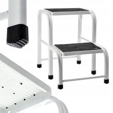 KADAX Tritthocker aus Stahl, Haushaltsleiter bis zu 150 kg, 2 Stufige