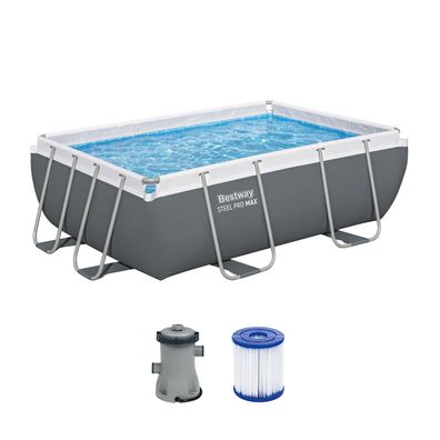 Steel Pro MAX™ Frame Pool Set mit Filterpumpe 282 x 196 x 84 cm, grau, eckig