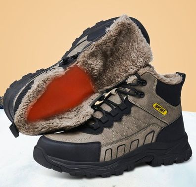 Herren Arbeitsschuhe Pelz gefuttert Schneestiefel Warme Schuhe Stahlkappe Damen