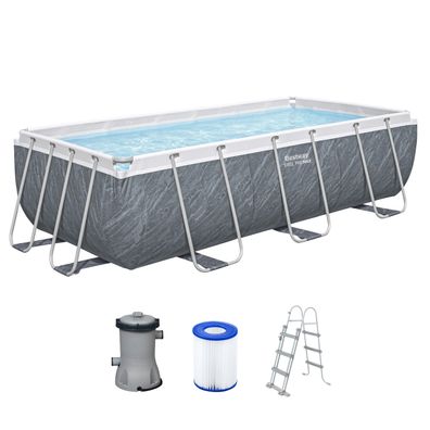 Steel Pro MAX™ Frame Pool Set mit Filterpumpe 404 x 201 x 100 cm, Marmor-Optik