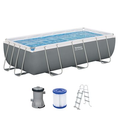 Steel Pro MAX™ Frame Pool Set mit Filterpumpe 404 x 201 x 100 cm, grau, eckig
