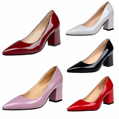 Damen Blockabsatz Pumps Schlupf Spitz Sandalen Slip On Schuhe Party