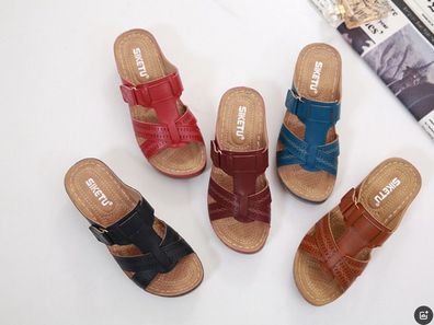 HOT Sandalen Sommer Hausschuhe Damen Comforty Flache Strandschuhe Slipsol 36-44