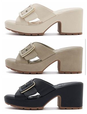 Neu Damen Sommer Metall Schnalle Hausschuhe Comforty Casual Dicke Sohle Sandalen