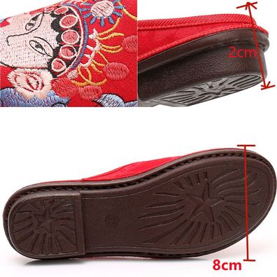 Damen Chinesisch Stickerei Flache Schuhe Ethnisch Slipper Innen Komfort House