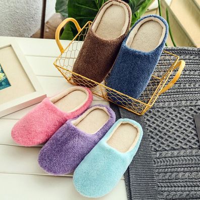 Unisex Kunstpelz Hausschuhe Haus Schuhe Plusch Flach Innen Winter Warm Weich Auf