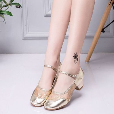 Sommer Damen PU Netz Tanzschuhe Moderne Ballsaal Latein Tango Salsa Performance