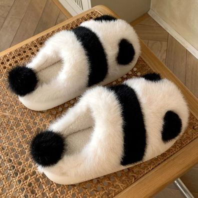 Damen Herren Kunstpelz Hausschuhe Winter Warm Fell Flauschig Innen Boden Schuhe