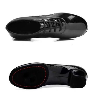 Herren Jungen Glanzend Lackleder Tanzende Schuhe Innen Latin Ballraum 3.5cm Heel