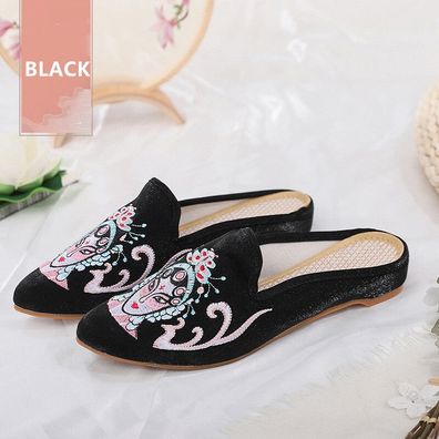 Damen Weich Ethnisch Hausschuhe Flach Schuhe Retro Sandalen Stickereien Spitze