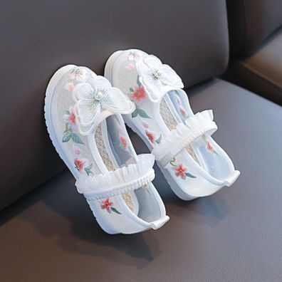 Kinder Madchen Blumenmuster Netz Schuhe Sandalen 3D Schmetterling Bestickt Rand