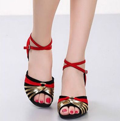 Damen Tanzende Sandalen Schuhe Pumps Weich Absatz Latein Ballsaal Tango Salsa