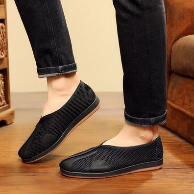 Herren Old Peking Schuhe Slipper Schwarz Netz Hohl Out Atmungsaktiv Weich