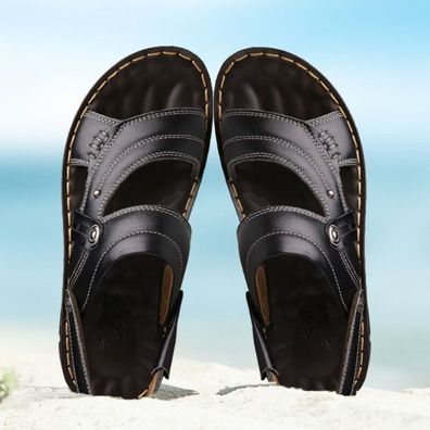 Herren Sommer Kunstleder Sandalen Offen Zehen Fischer Flach Strandschuhe Auben