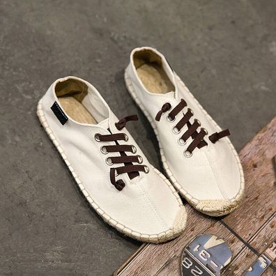 Chinesisch Herren Baumwolle Leinen Halbschuhe Angler Atmungsaktiv Freizeit Weich
