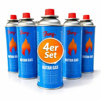 4 JUNG Campingkocher Gaskartuschen Ersatz Butangas 227g Gasflasche Butangas