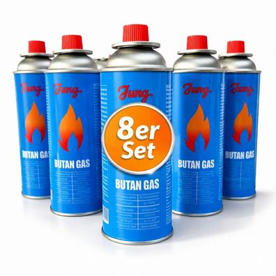 8 er JUNG Campingkocher Gaskartuschen Ersatz Butangas 227g Gasflasche Butangas
