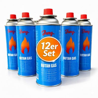 12 x JUNG Campingkocher Gaskartuschen Ersatz Butangas 227g Gasflasche Butangas
