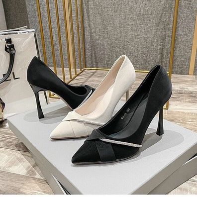 Damen Spitz Stilettoabsatz Elegant Rhinestone Pumps Party Schuhe Sandalen Sexy