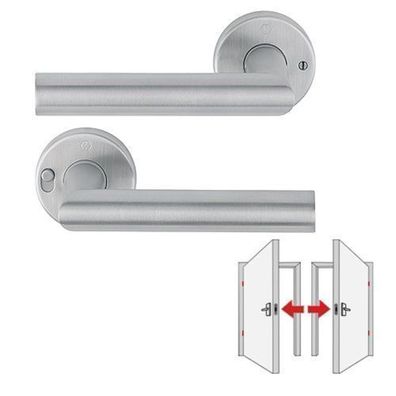 HOPPE E1400Z/42VR Amsterdam Türdrücker Rosettengarnitur MiniLock Edelstahl matt Griff