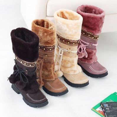 Damen Stiefeletten Stiefel Fur Lined Warm Casual Slip On Schneestiefel Schuhe