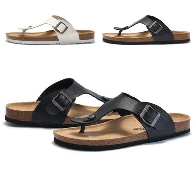 Damen Zehentrenner Sandalen Bequeme Korkoptik Schuhe Hausschuhe Hausschlappe