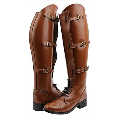 Herrenschuhe Thigh High Faux Leather Riding Boots Lace Up Buckle Boots Stiefel