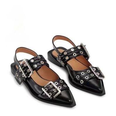 Damen Spitz Blockabsatz Slingback Gladiator Sandalen Schuhe Sommer Pumps Schnall