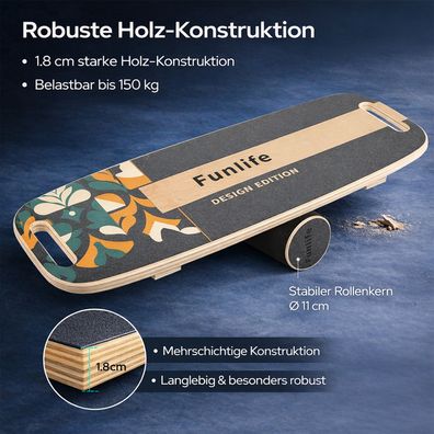 FunLife Balance Board Holz - Premium Gleichgewichtstrainer für Zuhause, Wackelbrett
