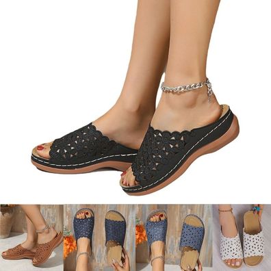 Damen Sandalen Keilabsatz Schlappen Pantoletten Sommerschuhe Slipper Sandaletten